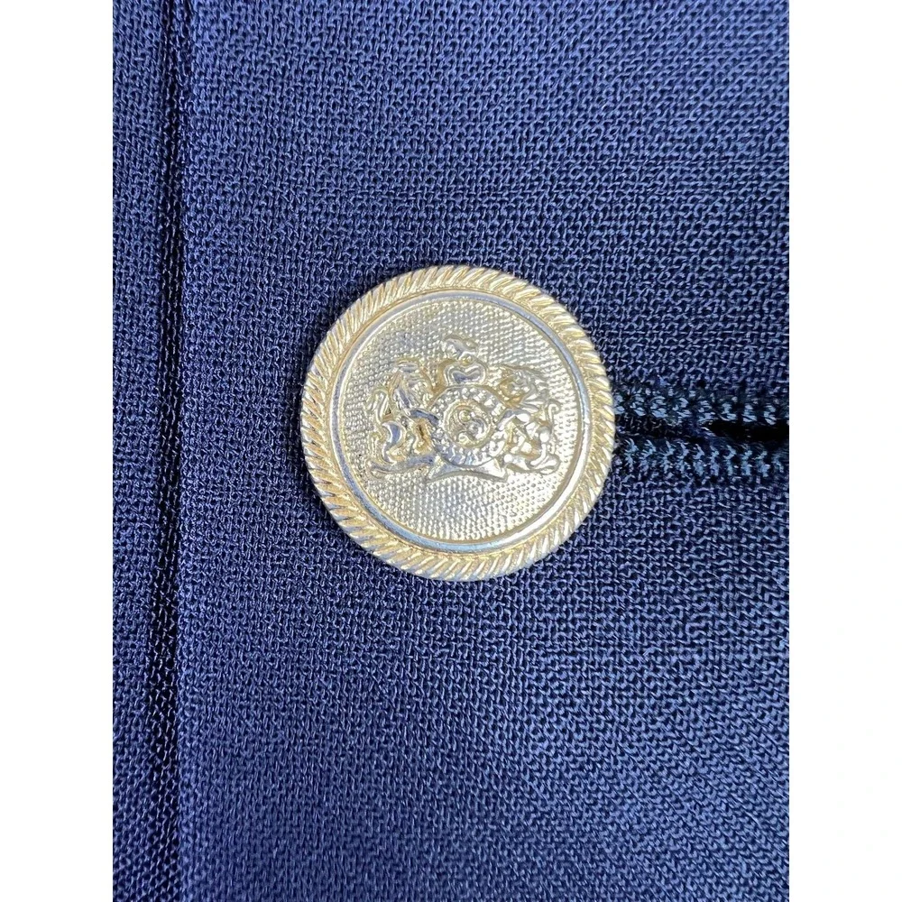 Stafford Blazer Mens 43 Long Navy Blue 100% Wool Gold Buttons Sport Coat USA